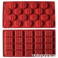 MANSHU 18-Cavity Silicone Mini Rectangle and Round Waffle Mould  Waffle Cookie mold  Chocolate Mould Candy Mould Silicone Baking mold  2pcs! - B075XHZ1WD